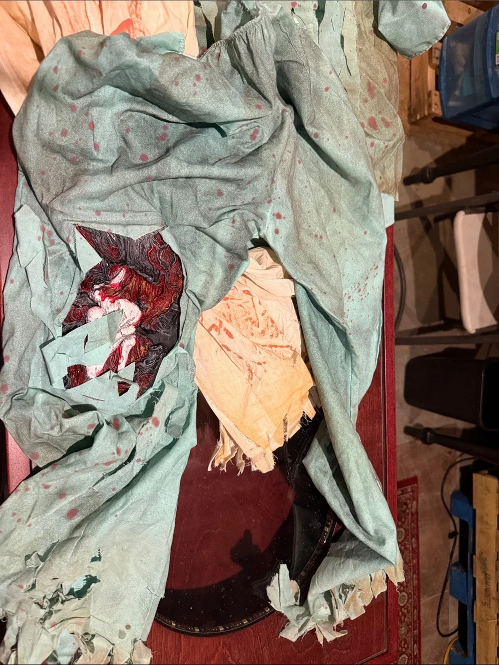 Kids Zombie Surgeon Costume in Green with Blood Effects